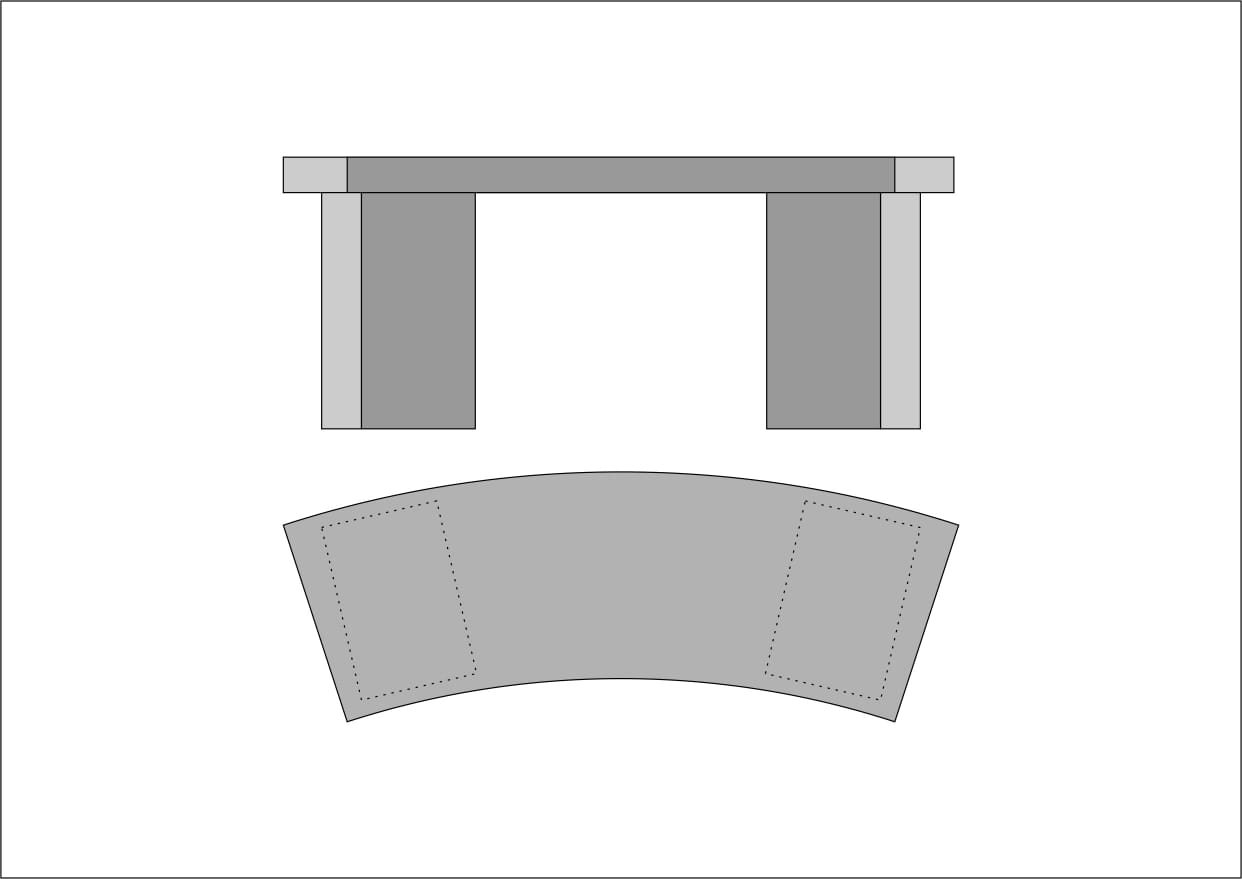 Полукруглая скамья CONCRETIKA ФОРМА 110 см