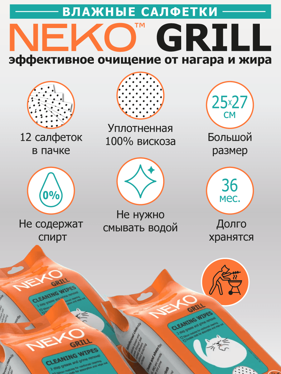 Салфетки для чистки гриля NEKO Grill, 12 шт — купить в Hedonism.ru
